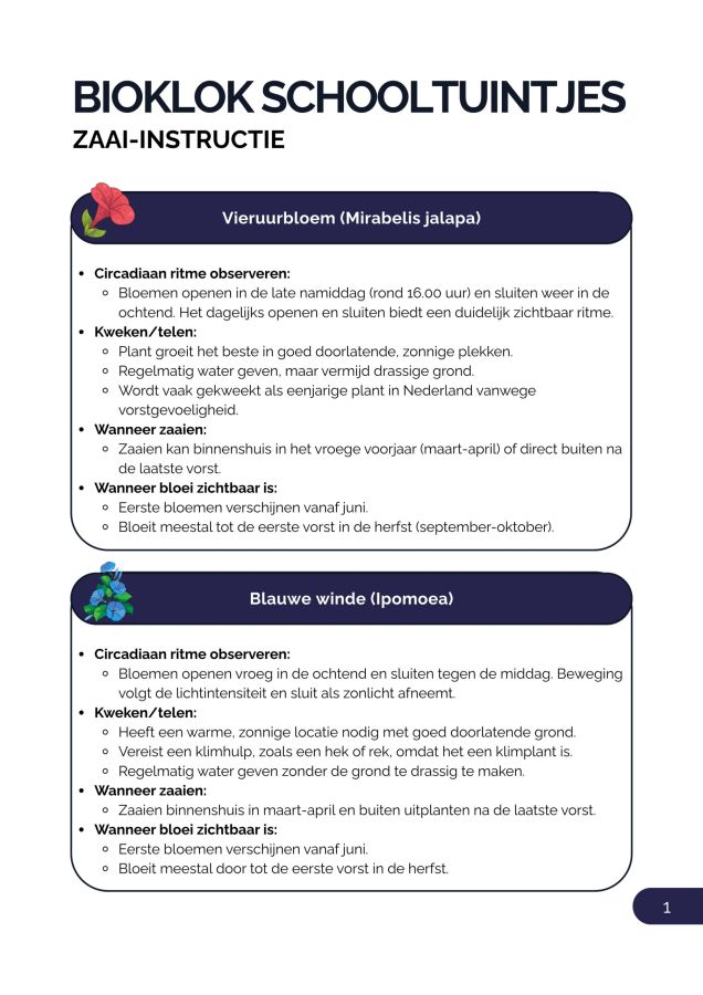 bioklok schooltuintjes afbeelding zaai instructies